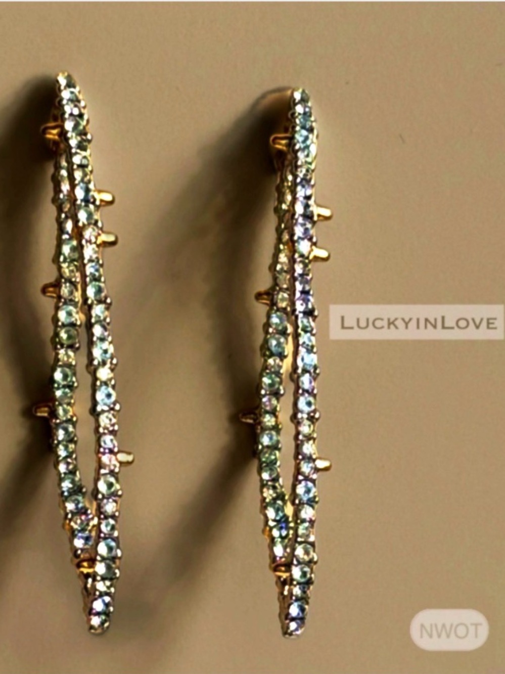 ALEXIS BITTAR • Silver Lightweight Crystal Abstract Drop Hoop Earrings